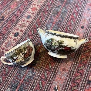The Friendly Village by Johnson Bros 2 piece tea cup and sugar bowl set